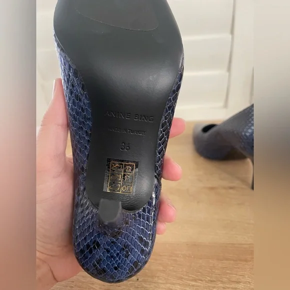 Anine Bing Devon Pumps Blue Snakeskin Leather Women's Size 36 - Picture 7 of 8